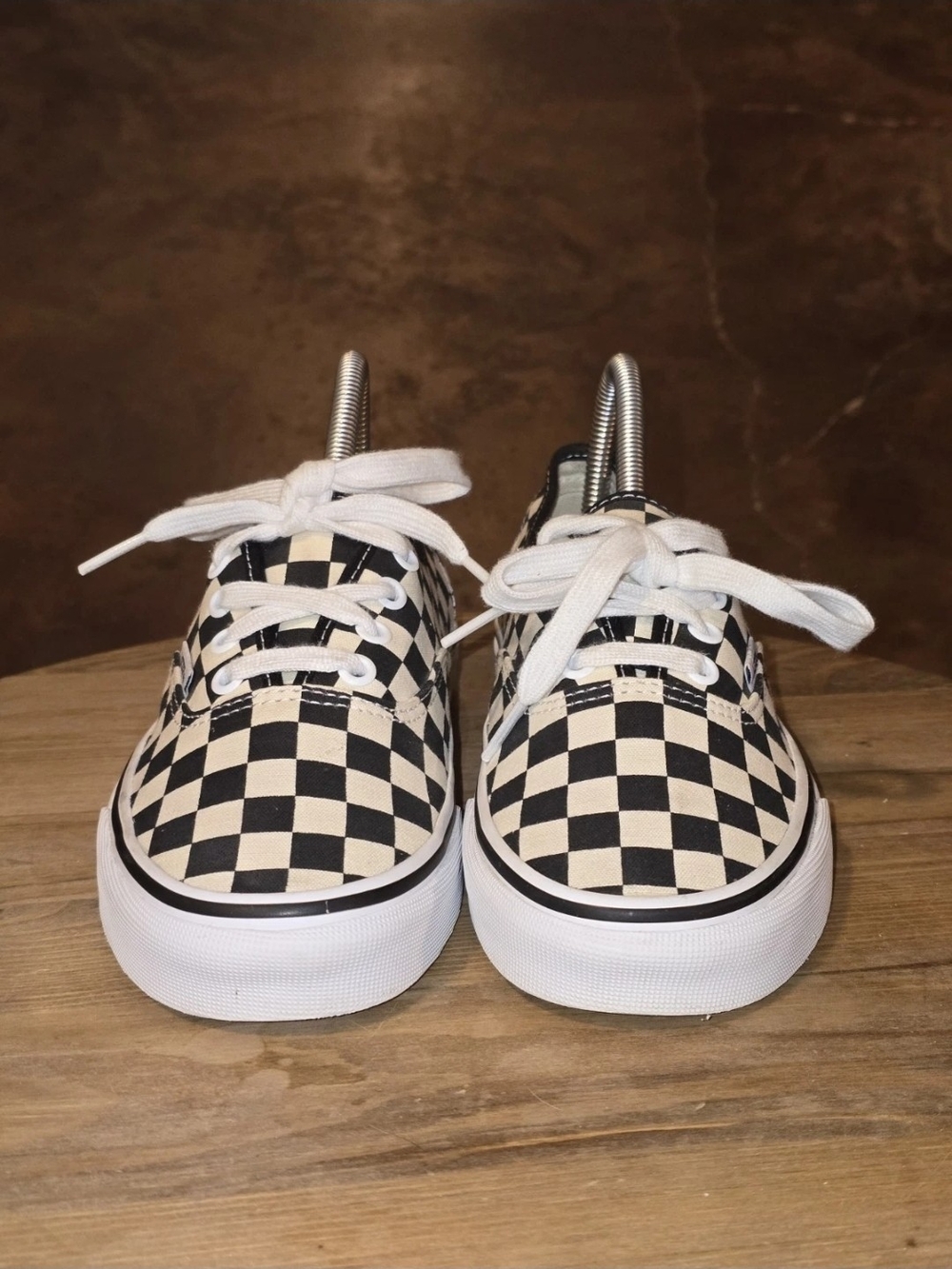 VANS Authentic Iconic Checkerboard Black & White Canvas Sneakers M6 W7.5 - Picture 2 of 8